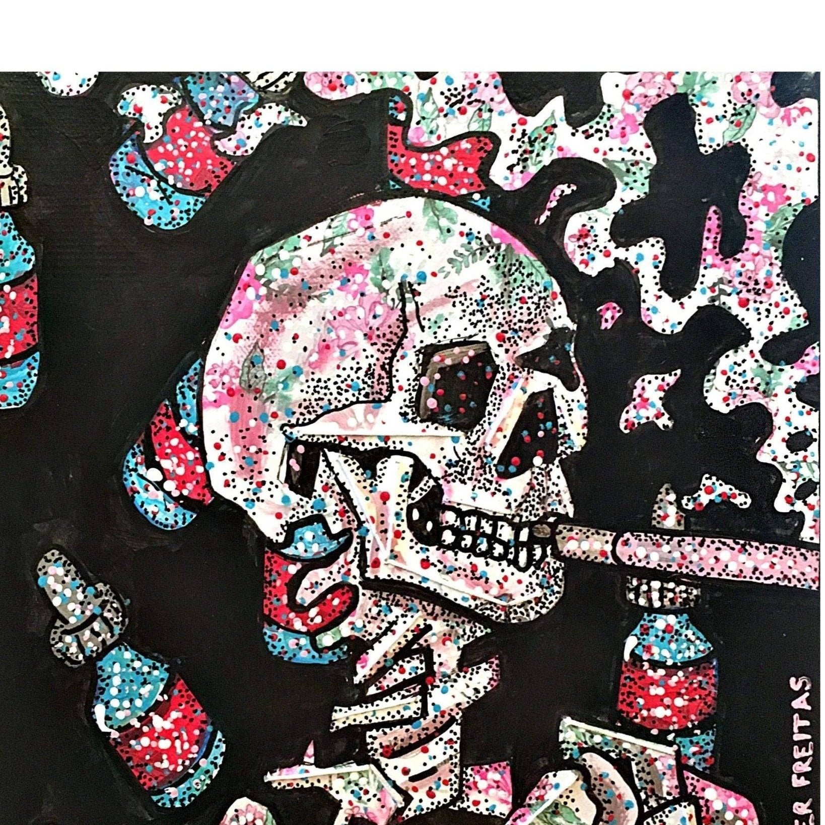 Portrait Of A Skull Smoking A Vape - Heather Freitas 