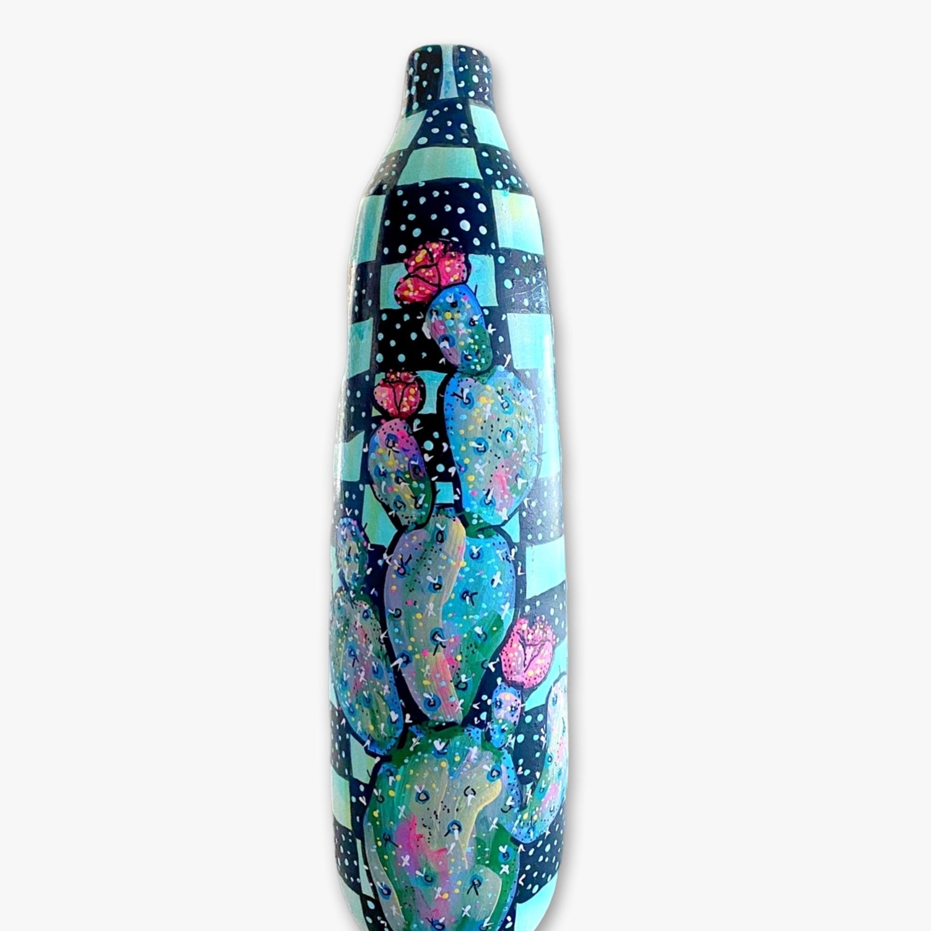 Prickly Pear Blues XL Vase - Heather Freitas 