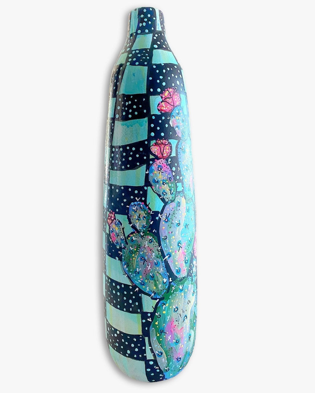Prickly Pear Blues XL Vase - Heather Freitas 