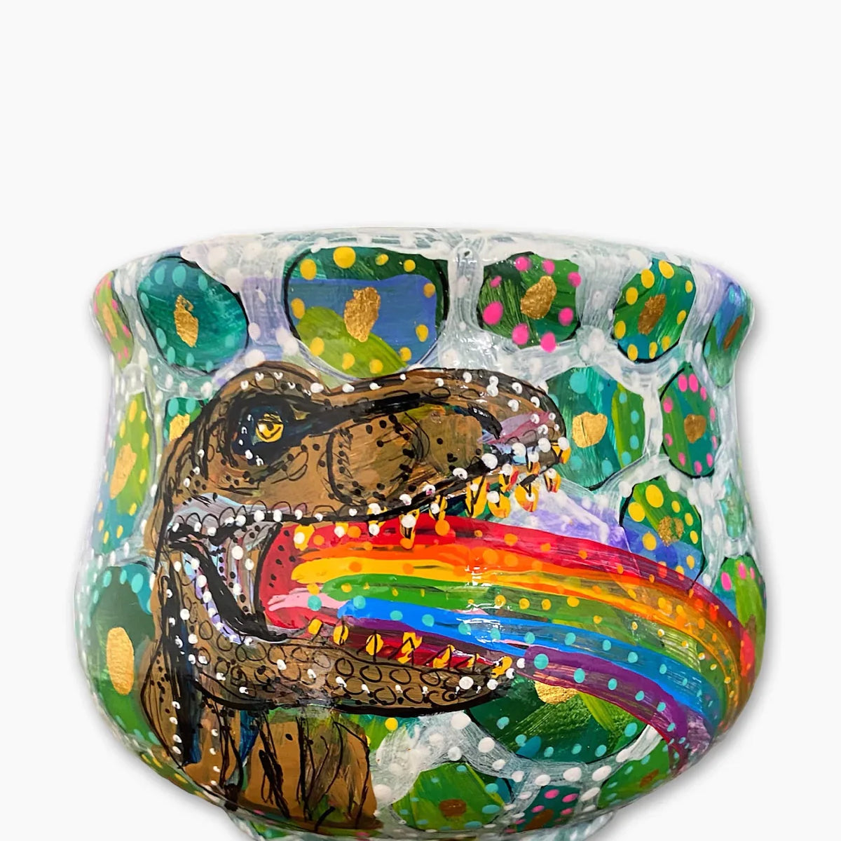 Rainbow T Rex Eggs Planter With 23k Gold Accents - Heather Freitas 