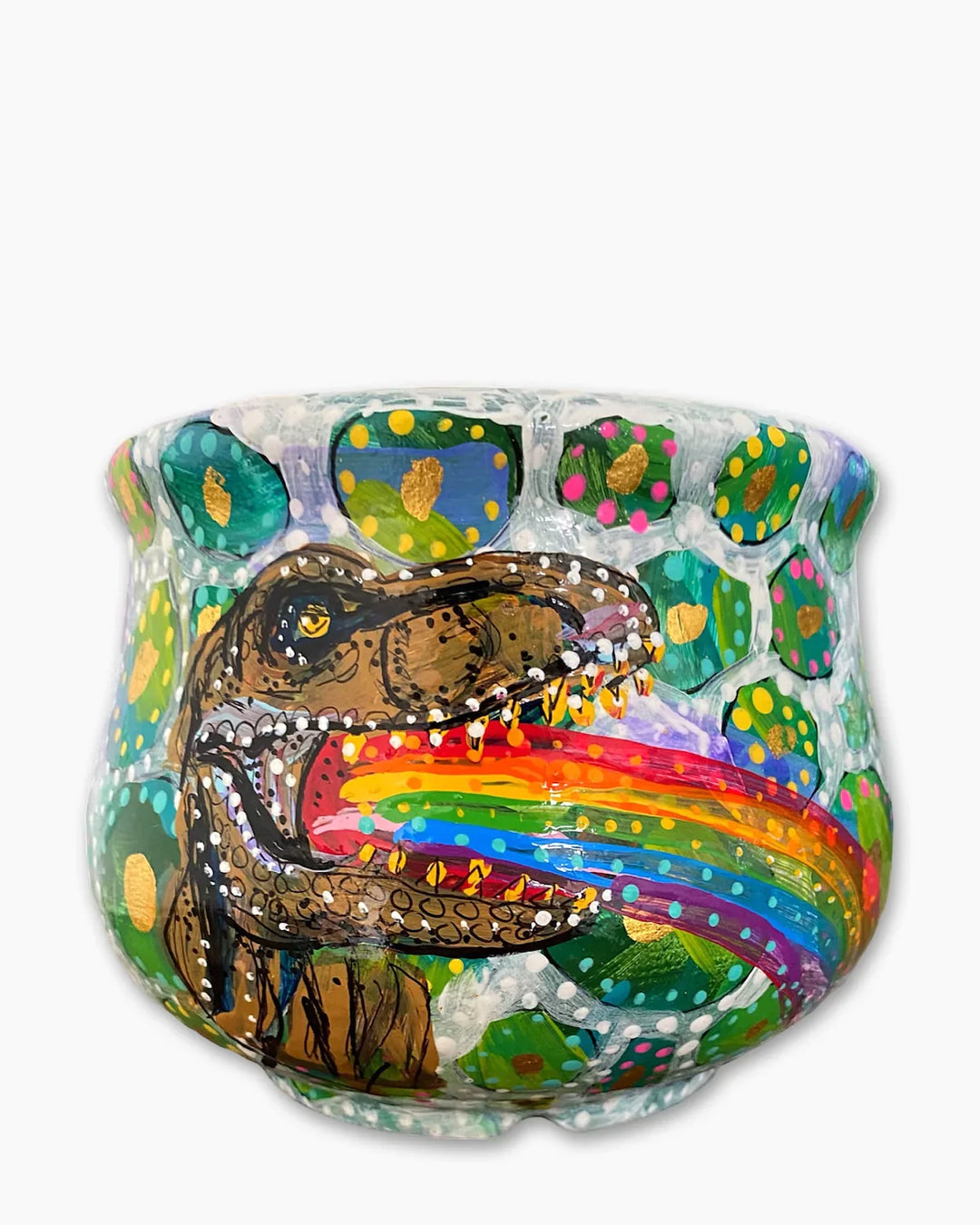 Rainbow T Rex Eggs Planter With 23k Gold Accents - Heather Freitas 