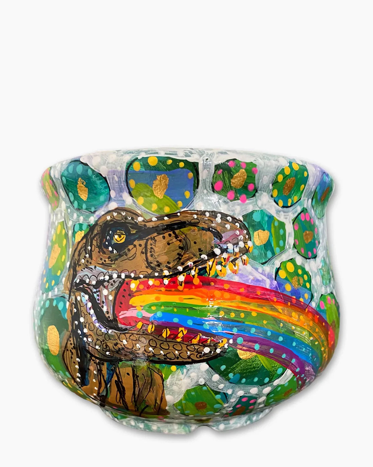 Rainbow T Rex Eggs Planter With 23k Gold Accents - Heather Freitas 