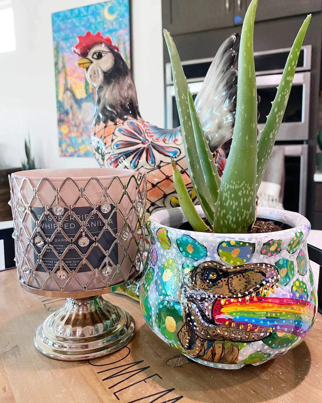 Rainbow T Rex Eggs Planter With 23k Gold Accents - Heather Freitas 