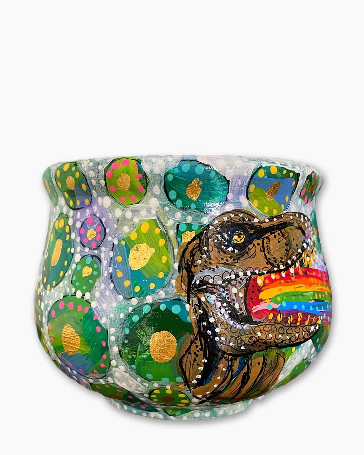 Rainbow T Rex Eggs Planter With 23k Gold Accents - Heather Freitas 
