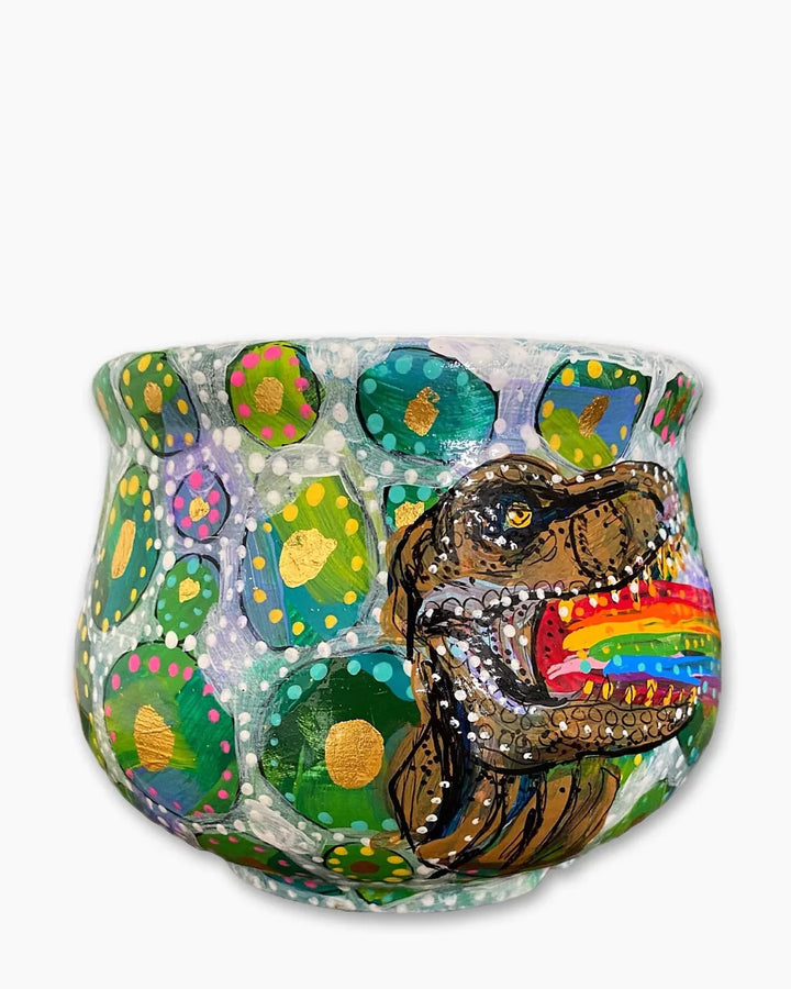 Rainbow T Rex Eggs Planter With 23k Gold Accents - Heather Freitas 