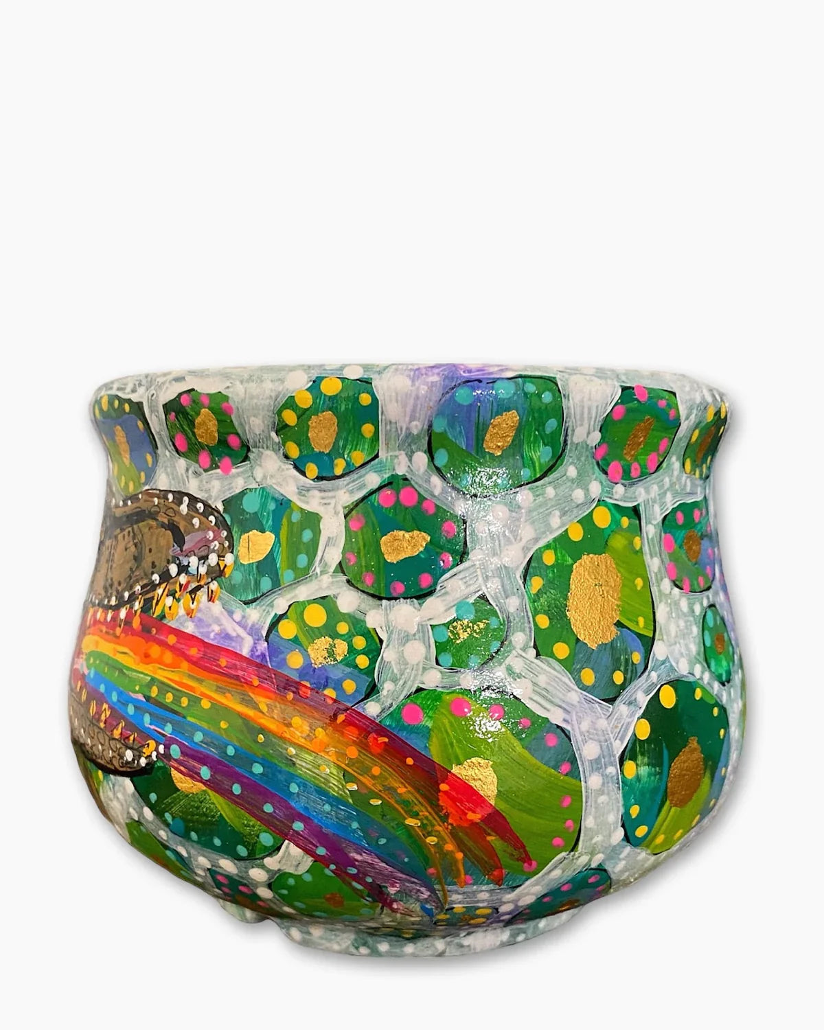 Rainbow T Rex Eggs Planter With 23k Gold Accents - Heather Freitas 