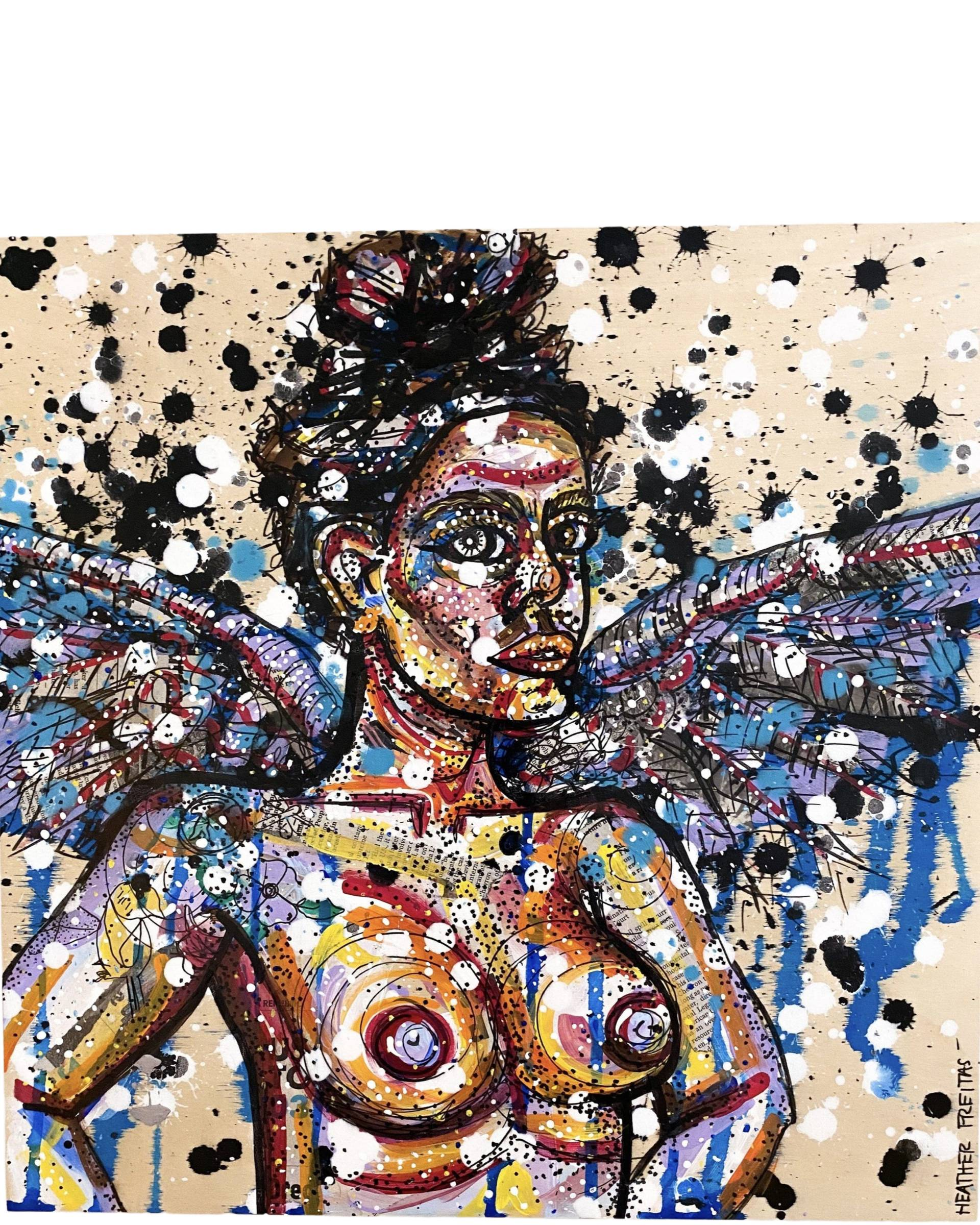 Ravn I Flyturen (Raven In Flight) - Artist Self Portrait - Heather Freitas 