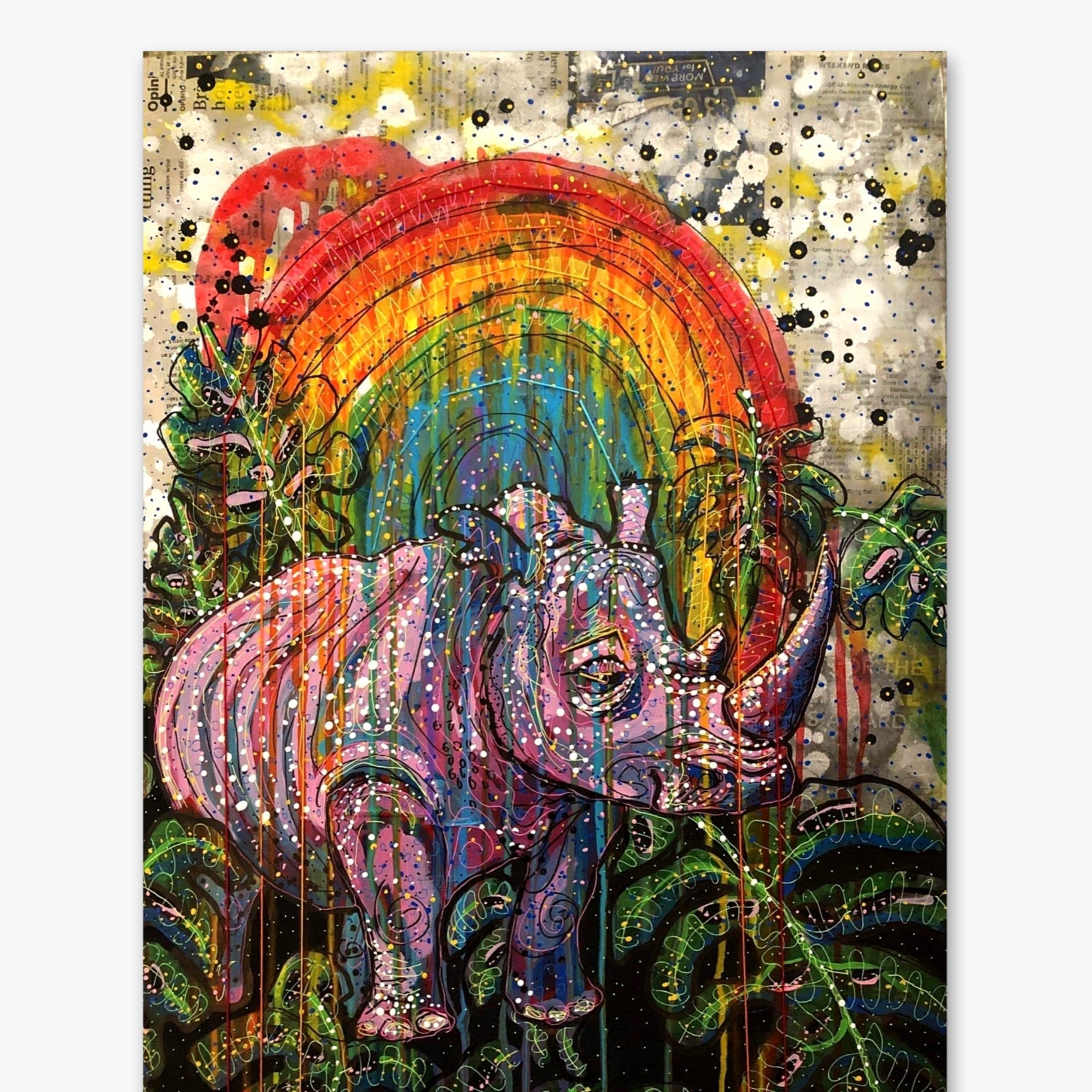 Save The Fat Unicorn ( Original Painting ) - Heather Freitas - fine art home deccor