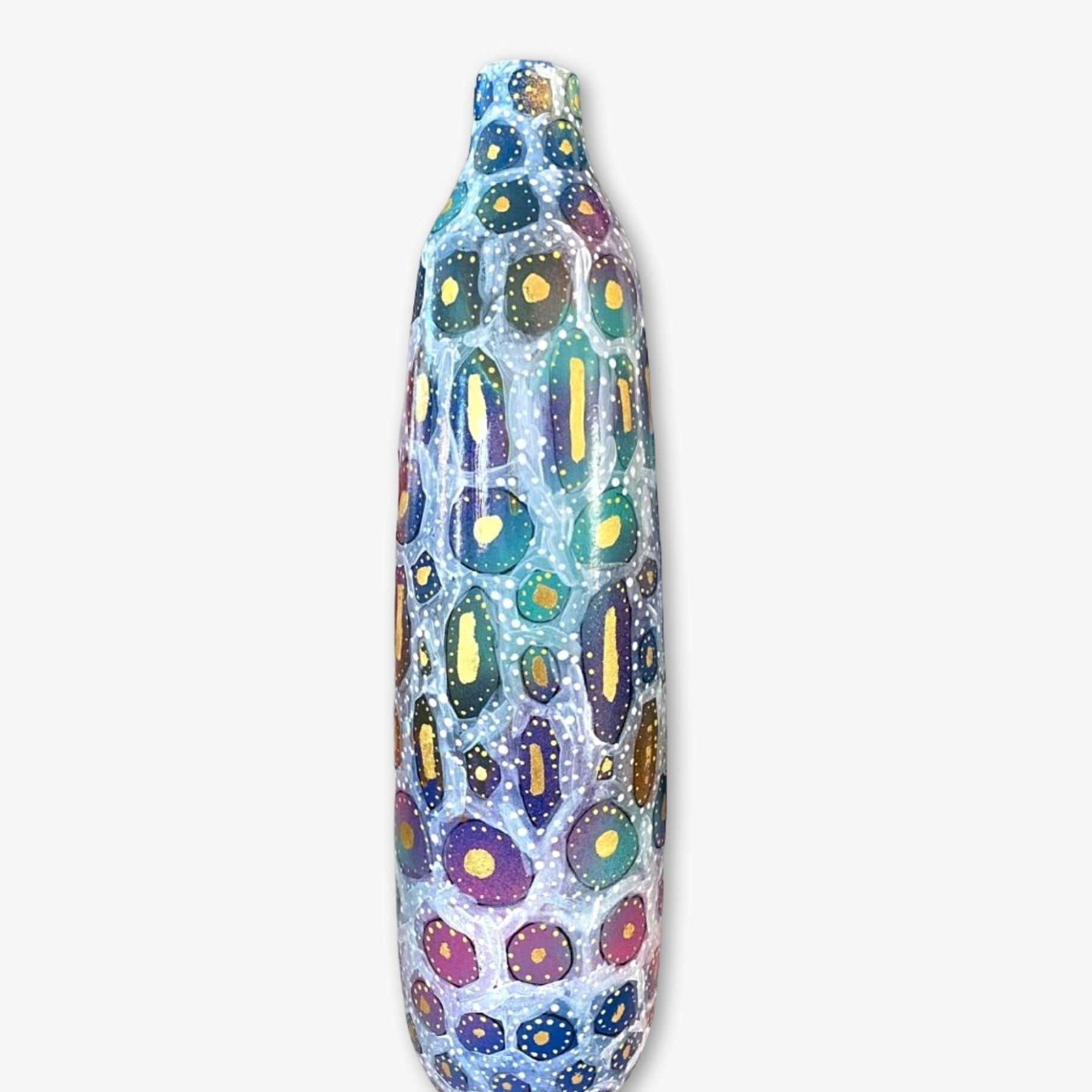 Seaside Mist XL Yoshi Vase With 23k Gold Accents - Heather Freitas - fine art home deccor