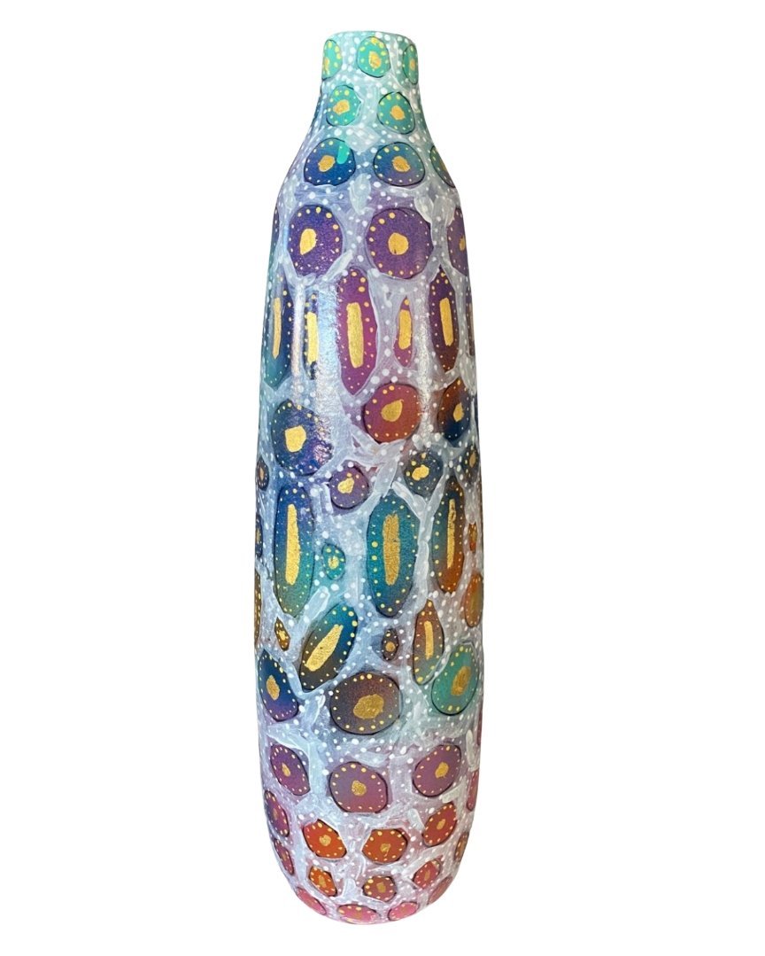 Seaside Mist XL Yoshi Vase With 23k Gold Accents - Heather Freitas - fine art home deccor