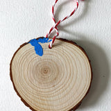 Sky Blue Star Hand Painted Santa Ornament - Heather Freitas - fine art home deccor