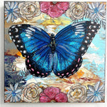 Sky Diamonds Butterfly Floral ( Original Painting ) - Heather Freitas - fine art home deccor