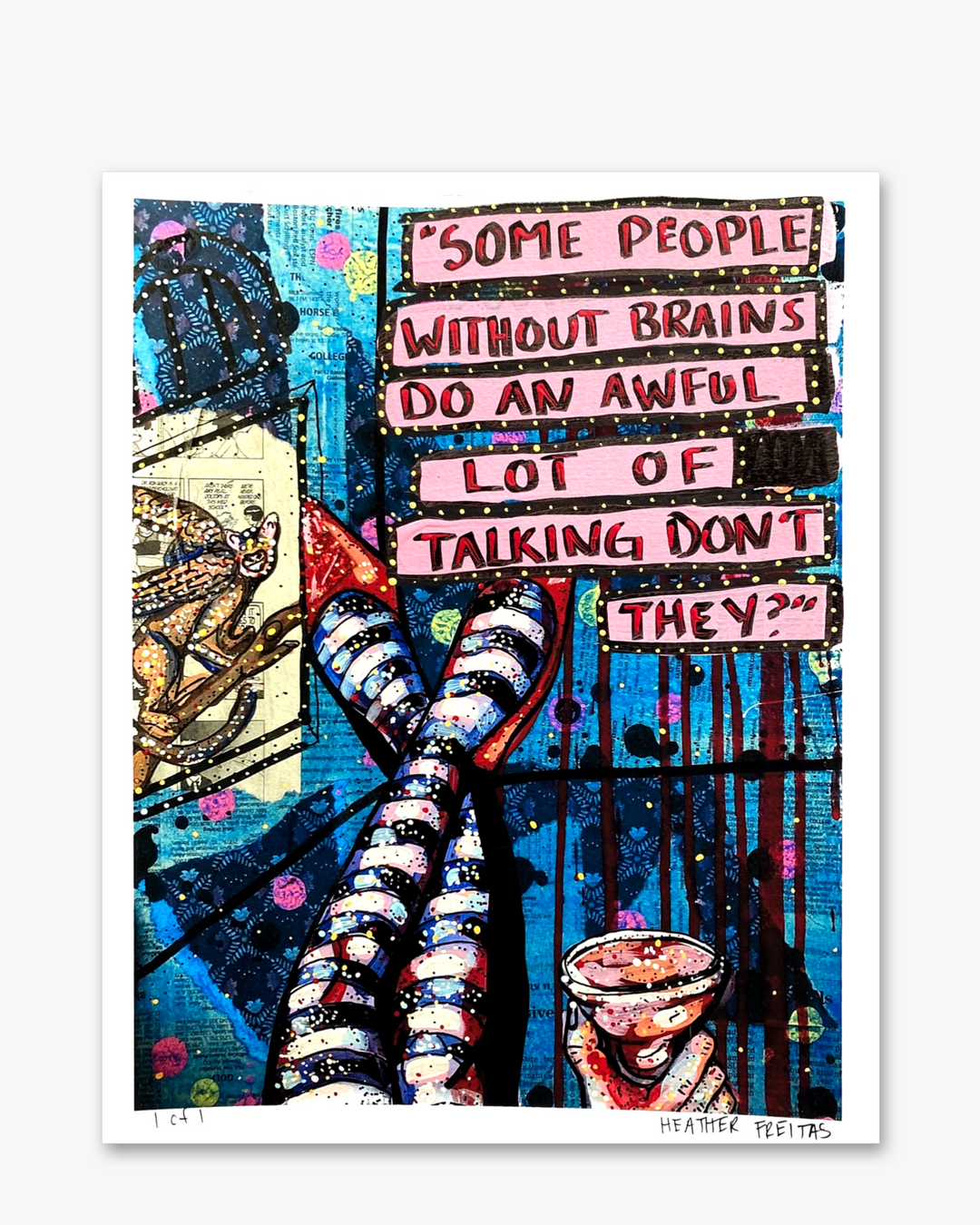 Some People ( Painted Over Print ) - Heather Freitas - fine art home deccor