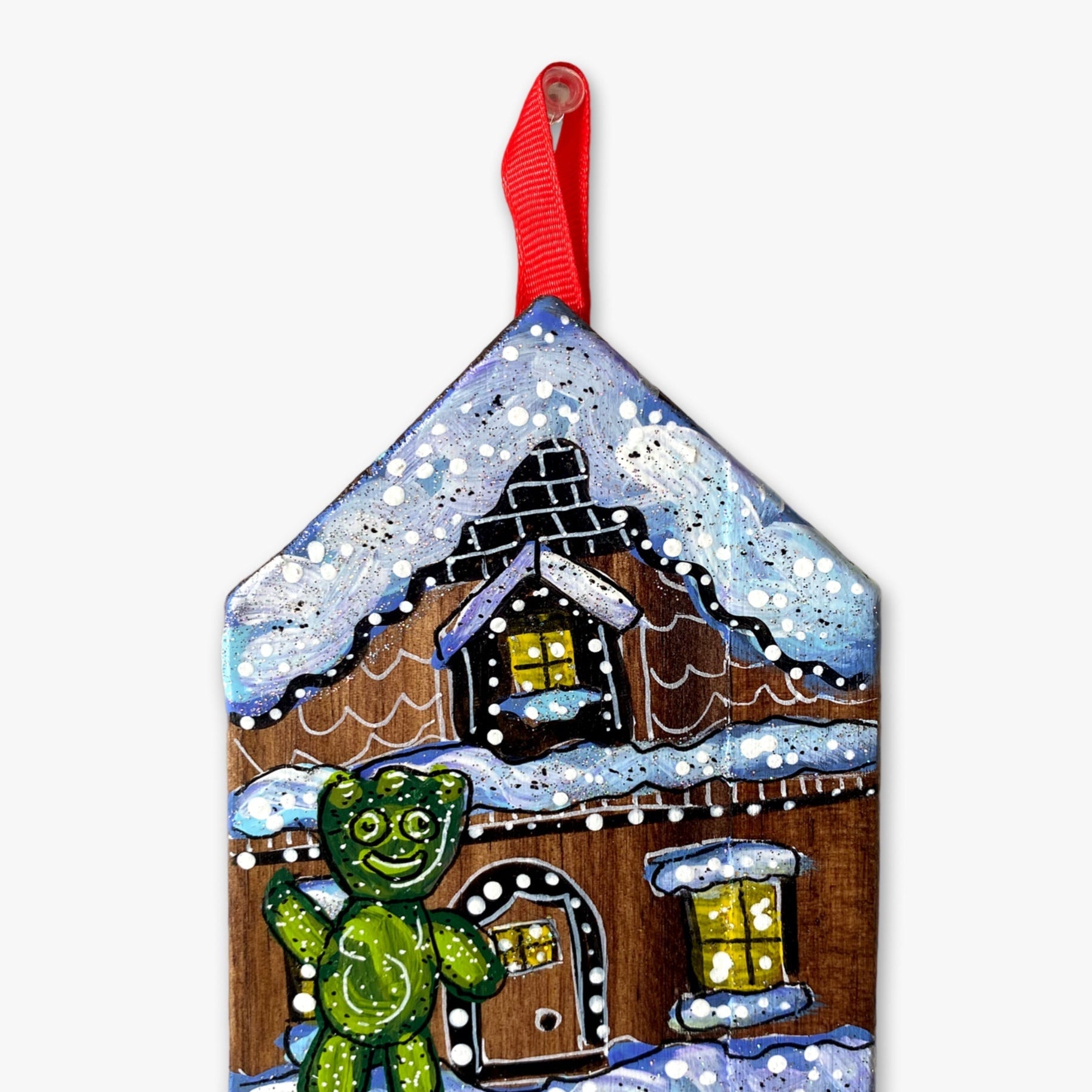 Sour Kid Gingerbread Cottage - Hand Painted Ornament - Heather Freitas 