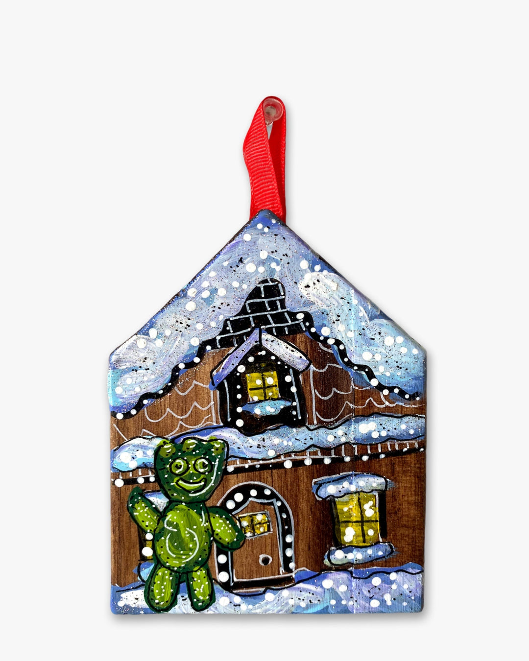 Sour Kid Gingerbread Cottage - Hand Painted Ornament - Heather Freitas 