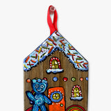 Sour Kid Vintage Rainbow Gingerbread House - Hand Painted Ornament - Heather Freitas 