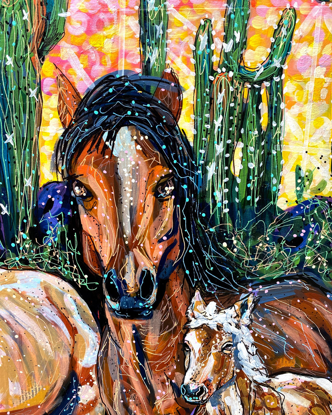 Southwestern Tile & Wild Horses - Heather Freitas 