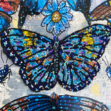 Specimen Blue - Painting With Beaded Butterfly Embellishment - Heather Freitas 