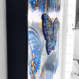 Specimen Blue - Painting With Beaded Butterfly Embellishment - Heather Freitas 