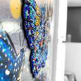 Specimen Blue - Painting With Beaded Butterfly Embellishment - Heather Freitas 