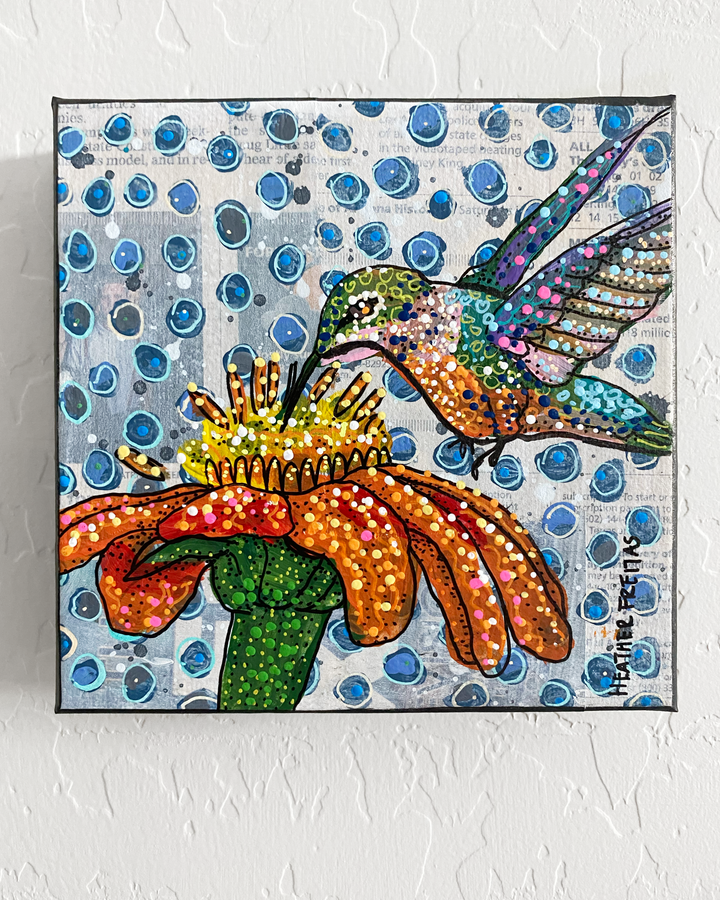 Sunset Flower Hummingbird ( Original Painting )