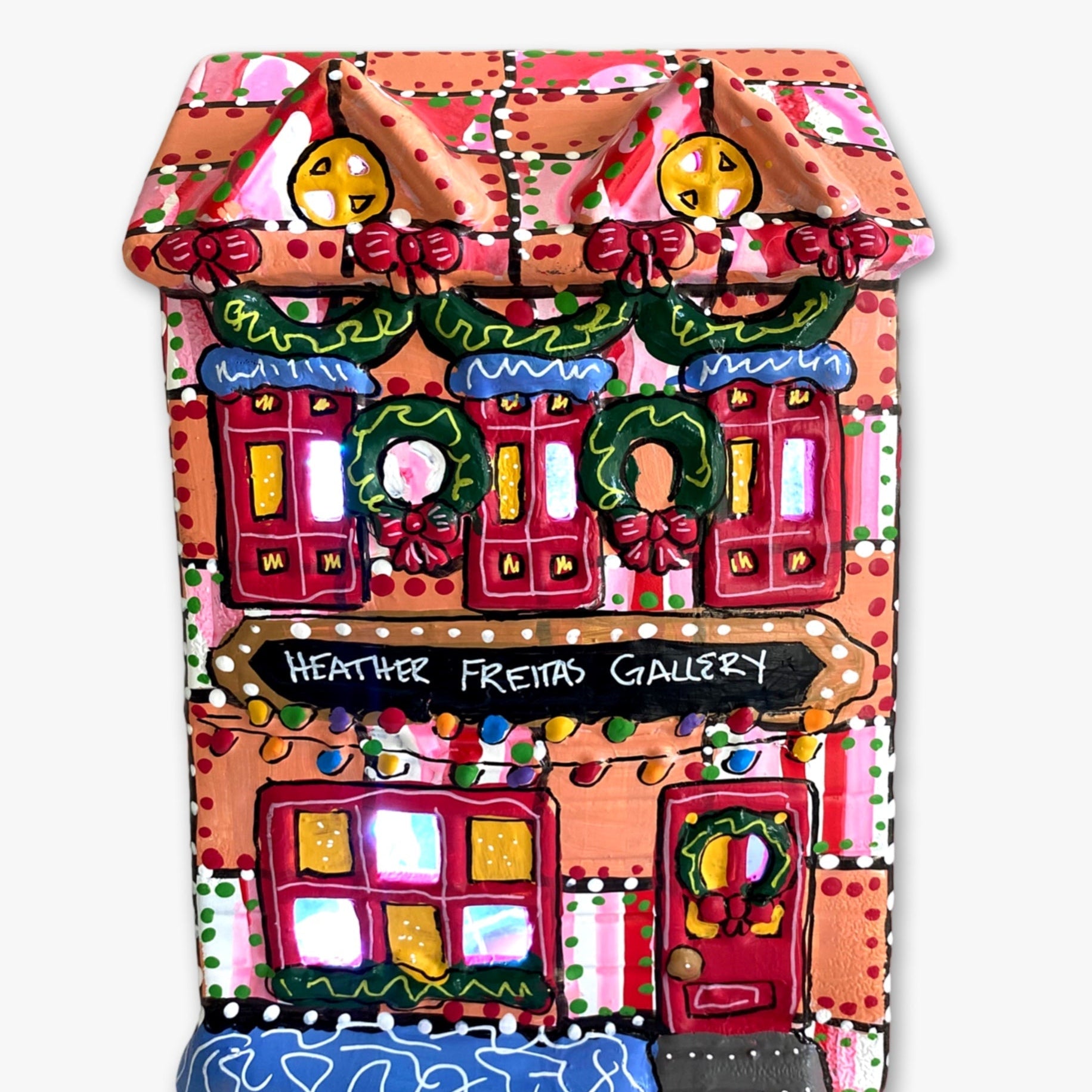 The Gallery Pink & Peach Edition Hand Painted Ceramic LED Christmas Village House - Heather Freitas 