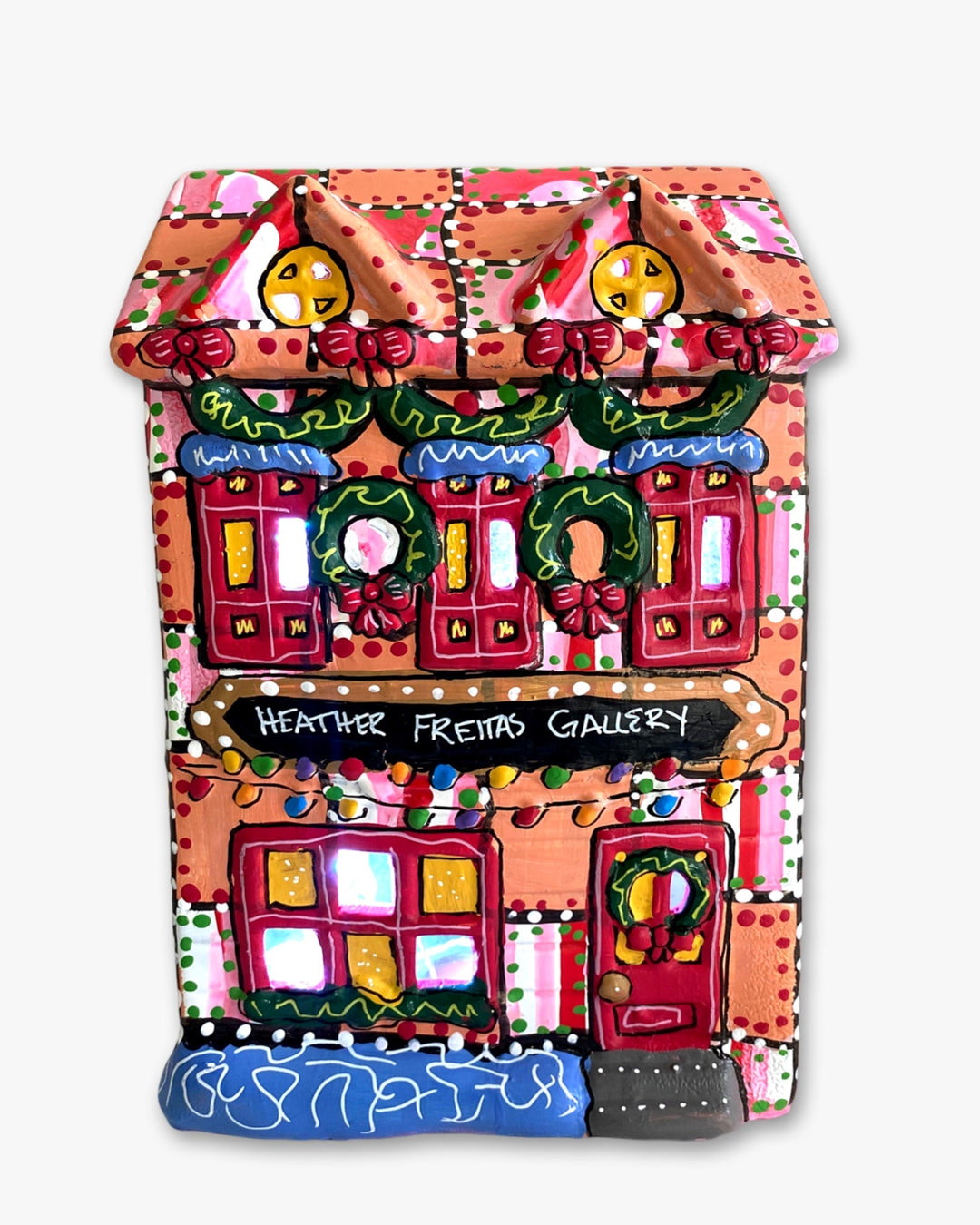 The Gallery Pink & Peach Edition Hand Painted Ceramic LED Christmas Village House - Heather Freitas 