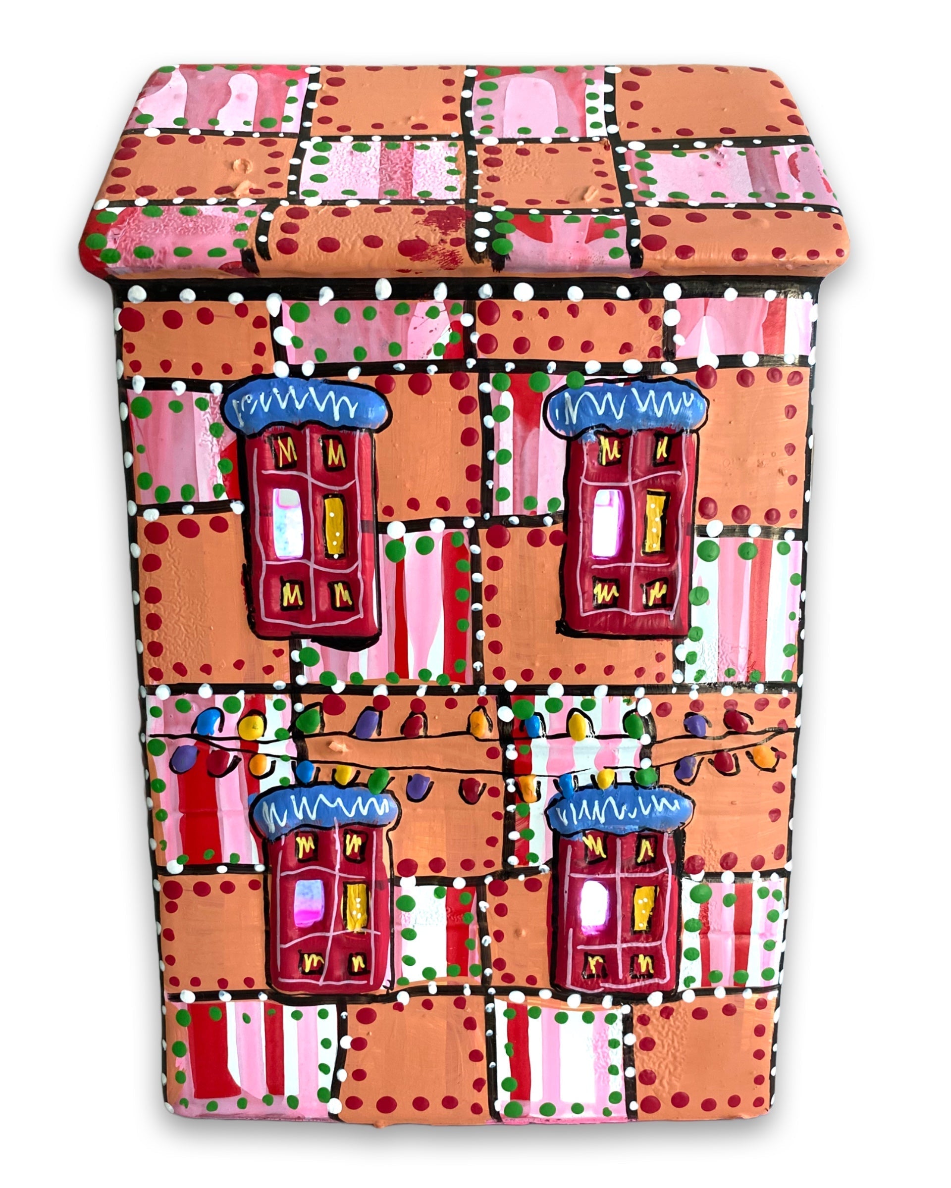 The Gallery Pink & Peach Edition Hand Painted Ceramic LED Christmas Village House - Heather Freitas 