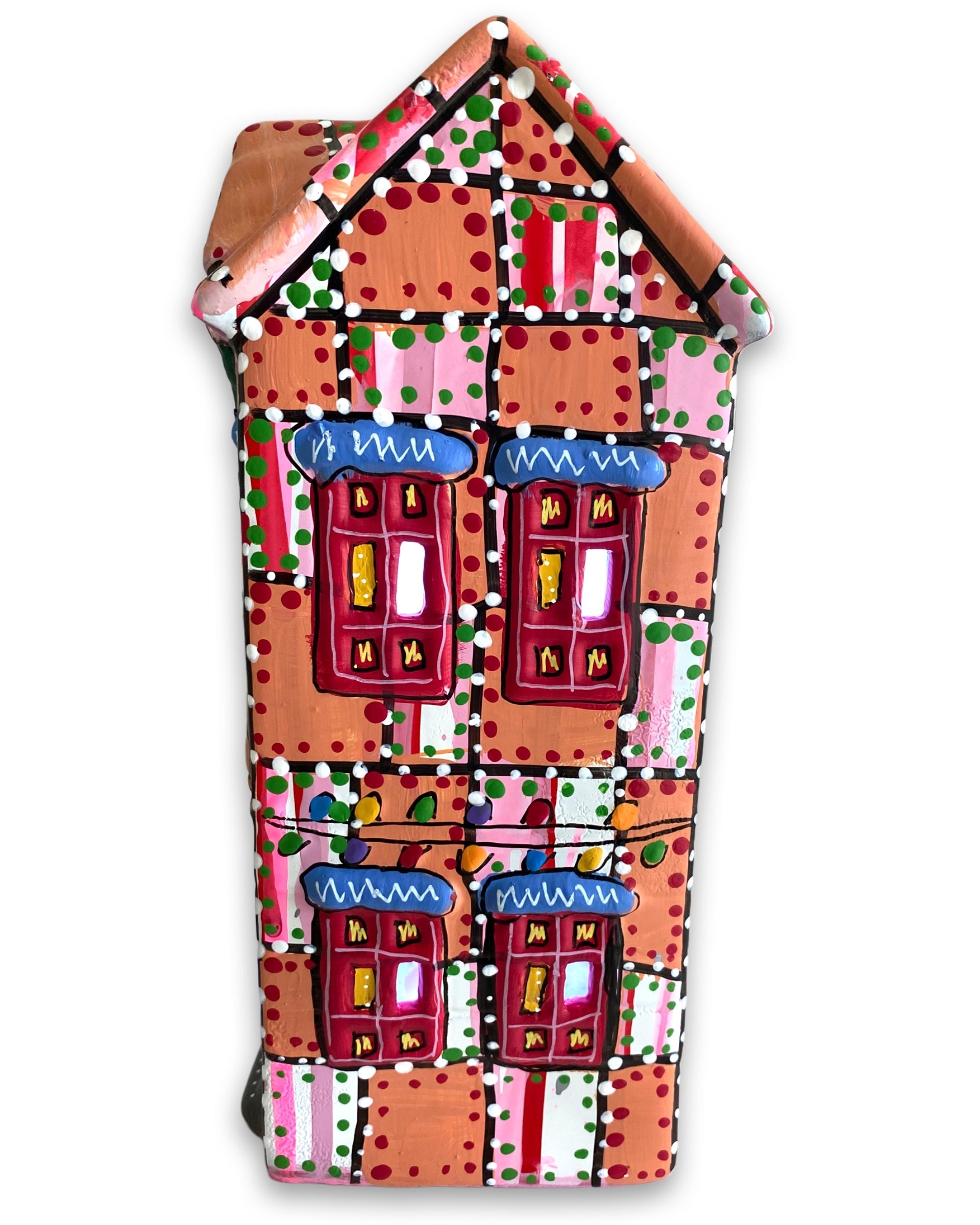 The Gallery Pink & Peach Edition Hand Painted Ceramic LED Christmas Village House - Heather Freitas 