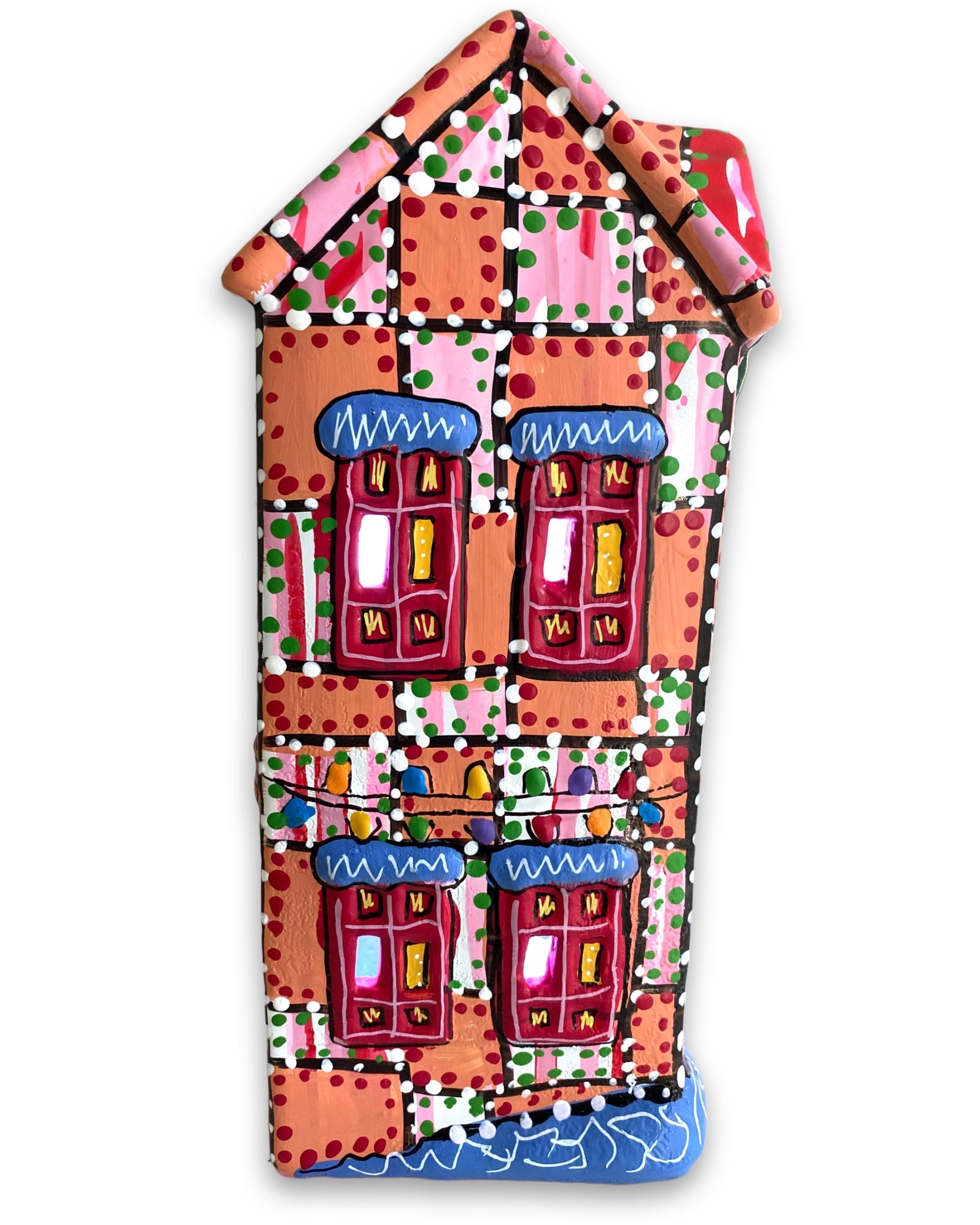 The Gallery Pink & Peach Edition Hand Painted Ceramic LED Christmas Village House - Heather Freitas 