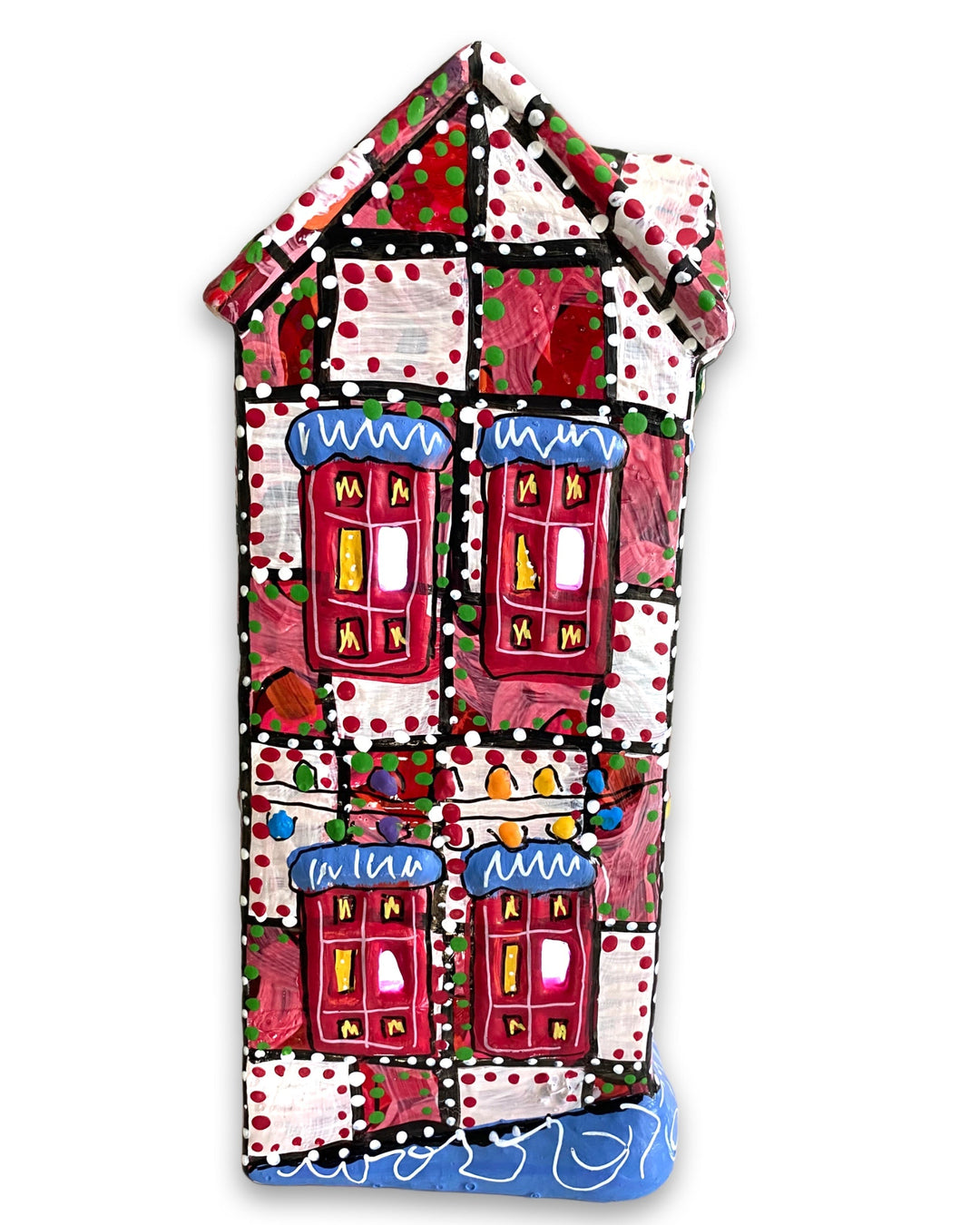 The Gallery Red & White Edition Hand Painted Ceramic LED Christmas Village House - Heather Freitas 