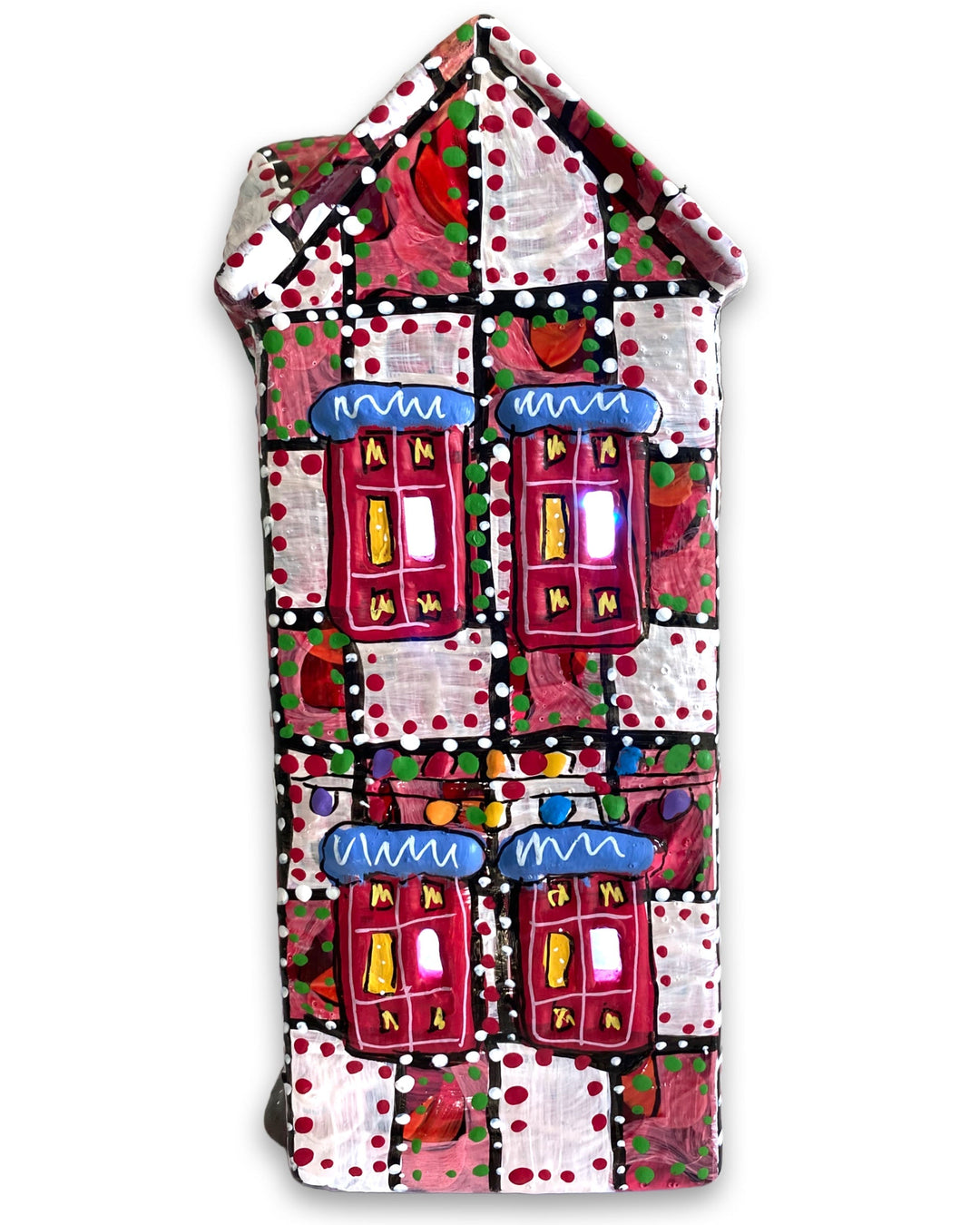 The Gallery Red & White Edition Hand Painted Ceramic LED Christmas Village House - Heather Freitas 