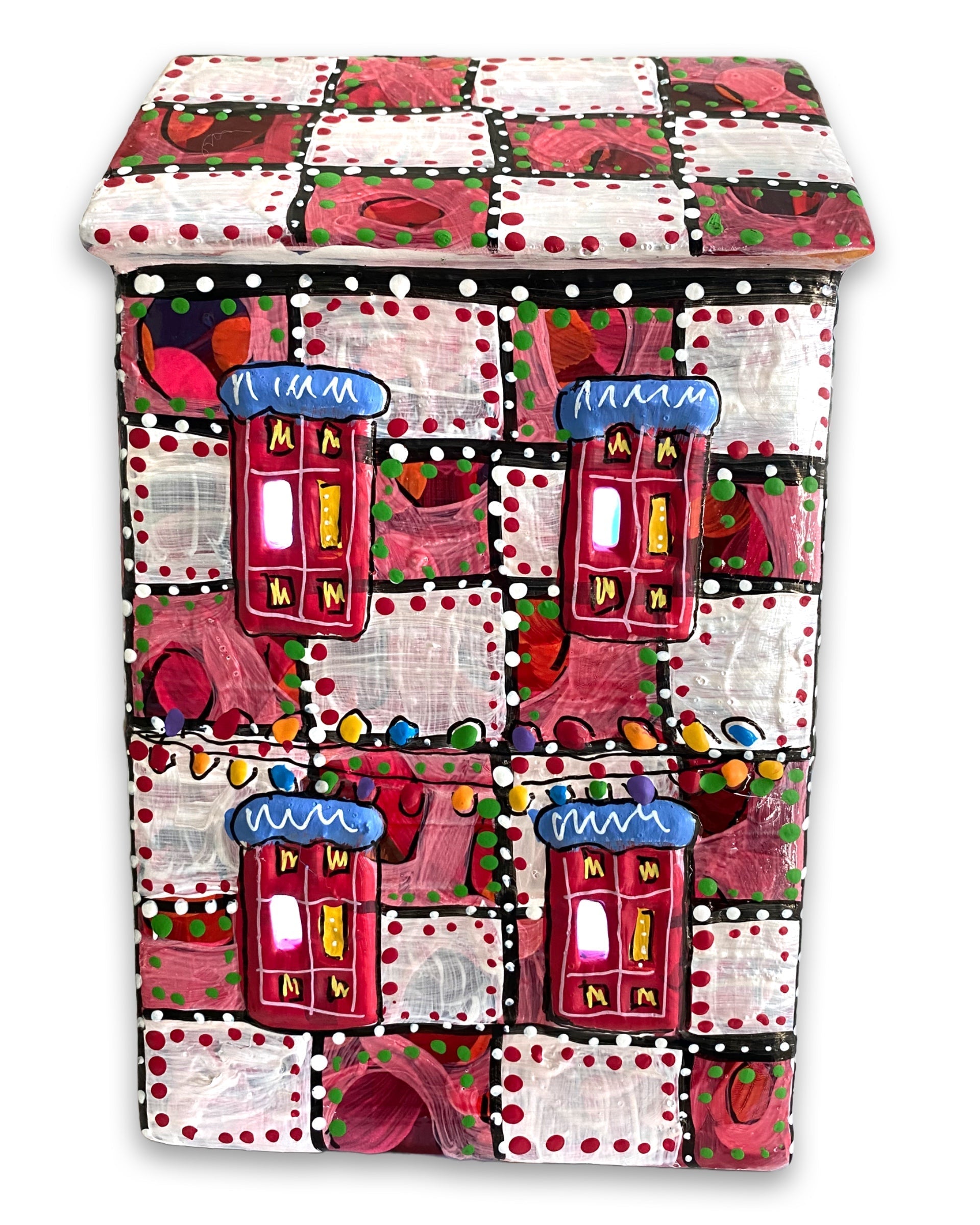 The Gallery Red & White Edition Hand Painted Ceramic LED Christmas Village House - Heather Freitas 