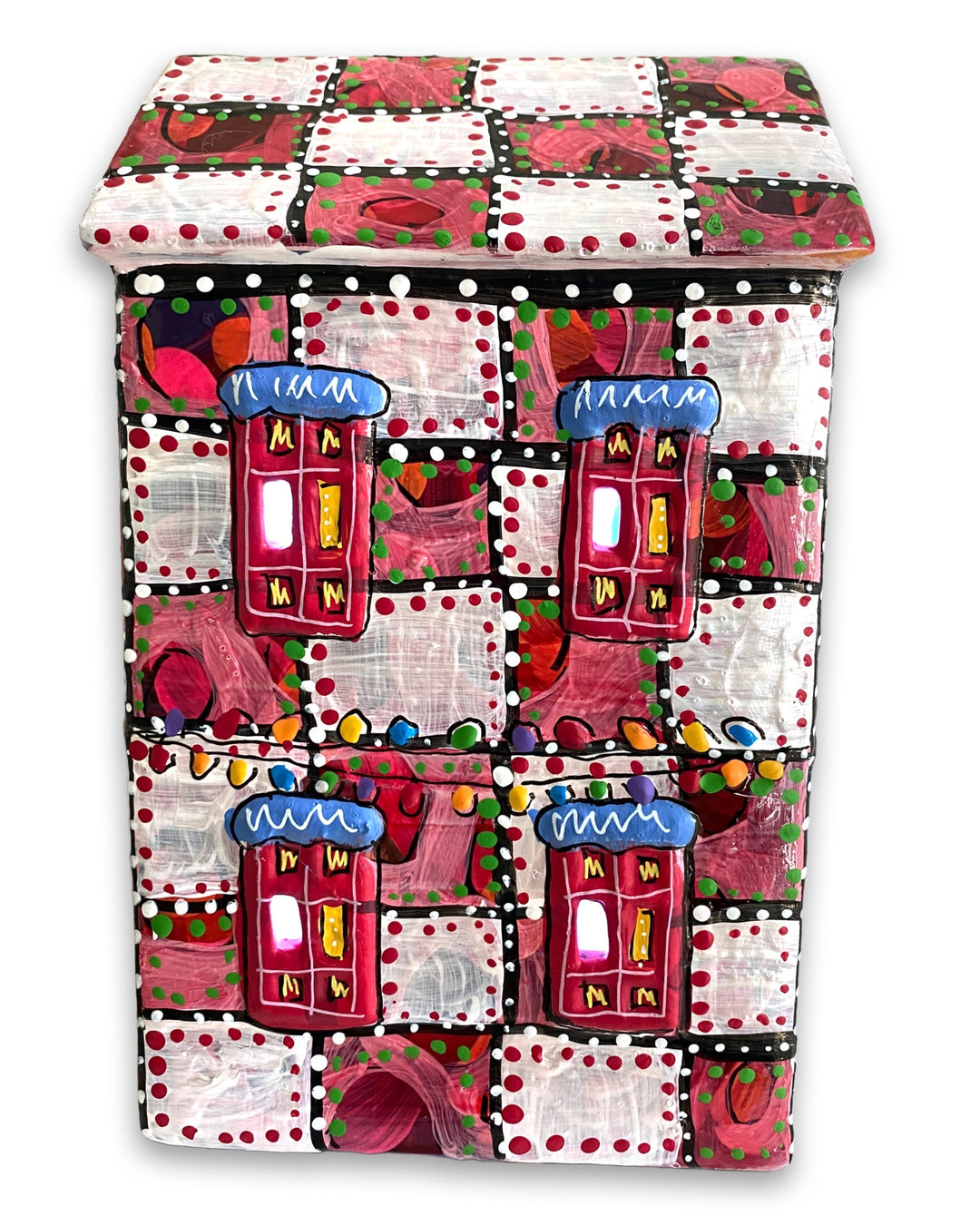 The Gallery Red & White Edition Hand Painted Ceramic LED Christmas Village House - Heather Freitas 