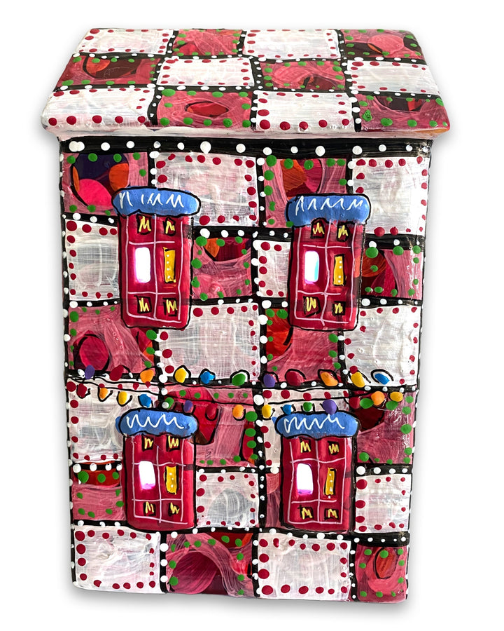 The Gallery Red & White Edition Hand Painted Ceramic LED Christmas Village House - Heather Freitas 