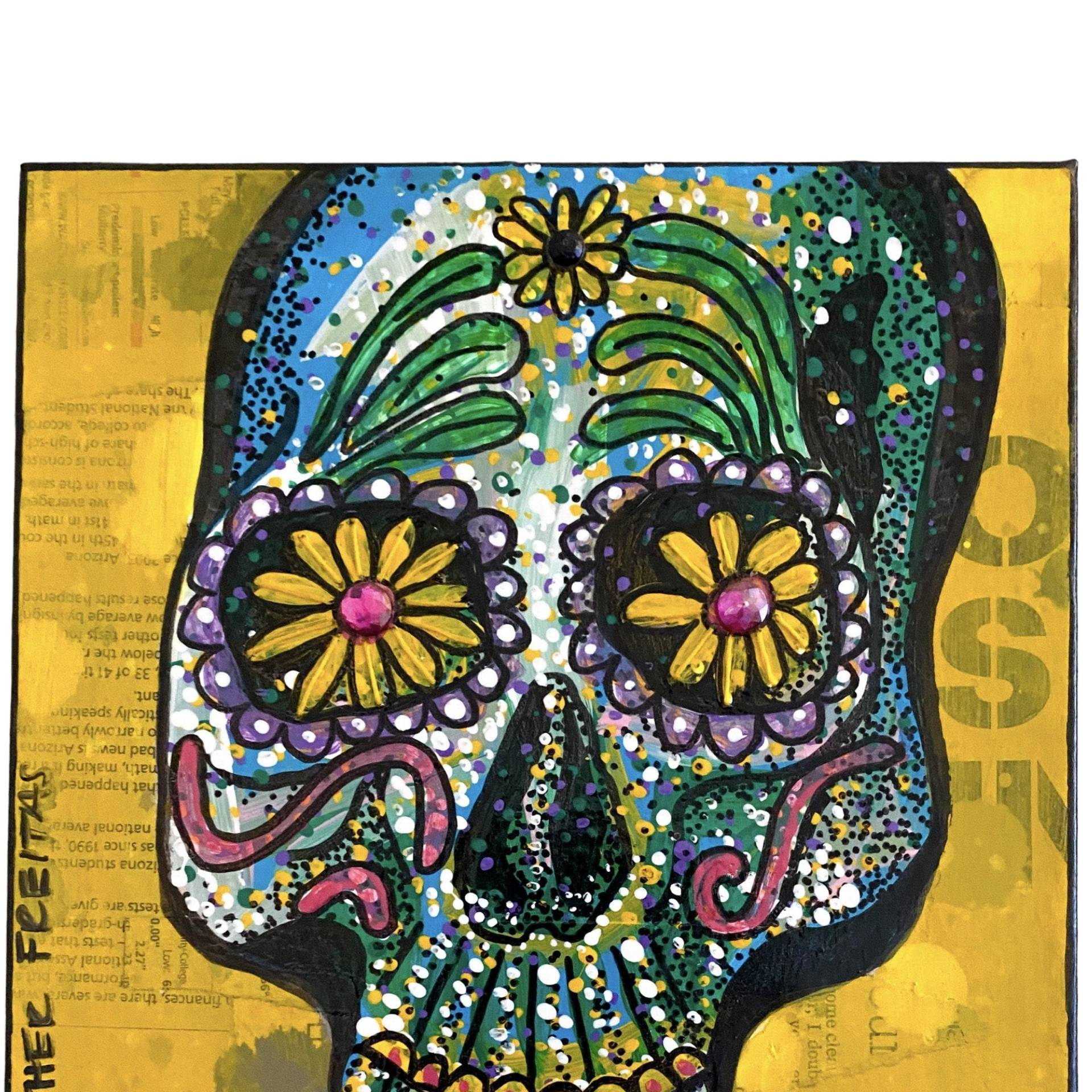 The Gardener - Skull Painting - Heather Freitas 
