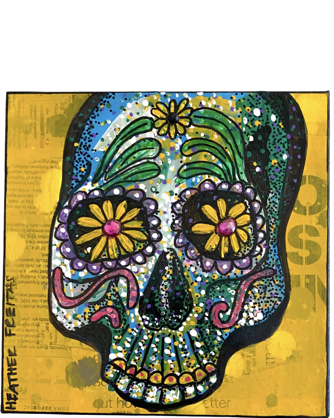 The Gardener - Skull Painting - Heather Freitas 