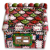 The Gingerbread House Red & White Hand Painted Ceramic LED Christmas Village House - Heather Freitas 