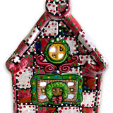 The Gingerbread House Red & White Hand Painted Ceramic LED Christmas Village House - Heather Freitas 