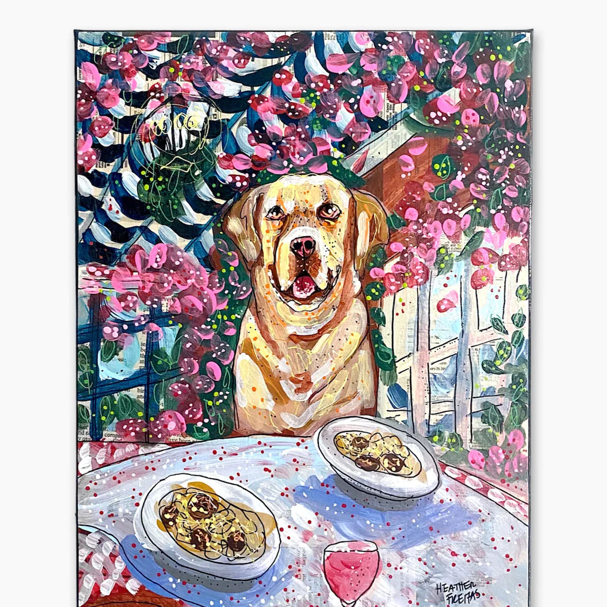 Yellow Labrador At Italian Restaurant - Heather Freitas 
